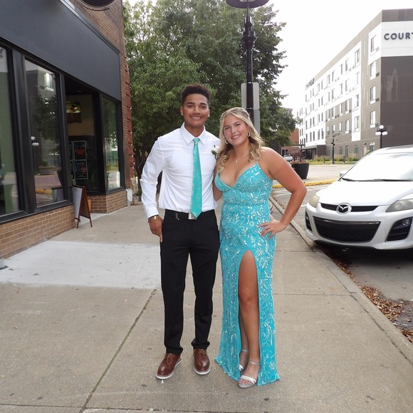 Blue and Turquoise Sequin Dresses - Picture 3 of 6